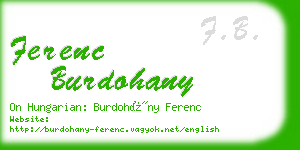 ferenc burdohany business card